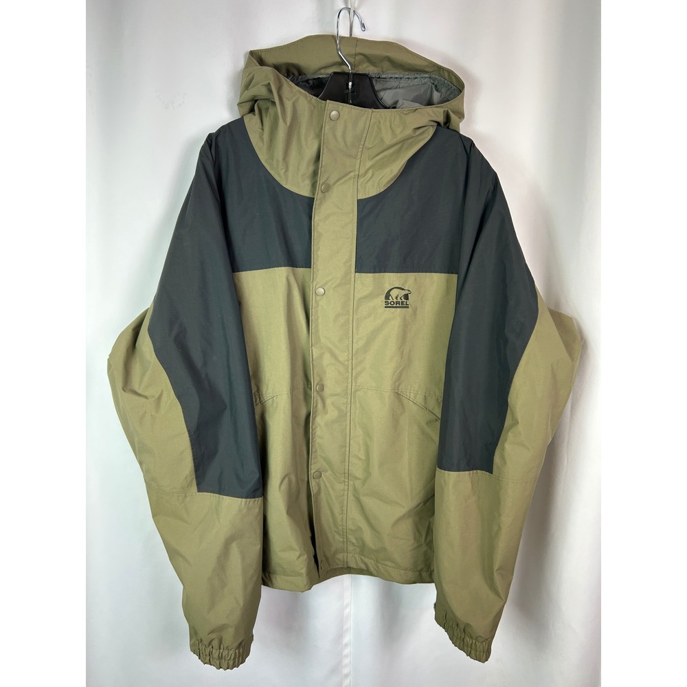 Sorel Mens Green Black Colorblock Hooded Windbreaker Jacket Gorpcore XL